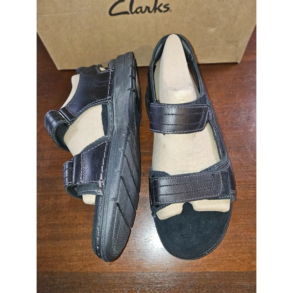 Clarks Nature Trek Black Nubuck‎ Leather Casual Sandal 59760 Men's 10 M